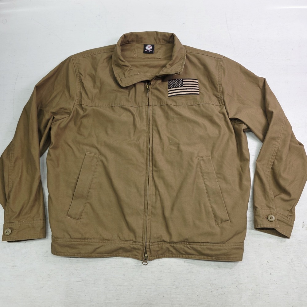Rothco Lightweight Concealed Carry‎ Jacket Multi Pocket Coyote Tan USA Flag Sz M